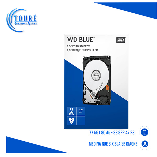 disque dur interne SATA III WD 2 To Blue 5 400 tr/min 2,5 - Vente